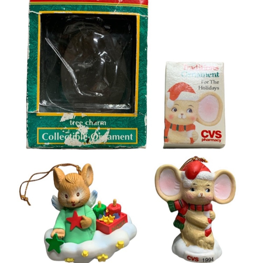 2 Vintage 90's Mice ornaments CVS & K-Mart